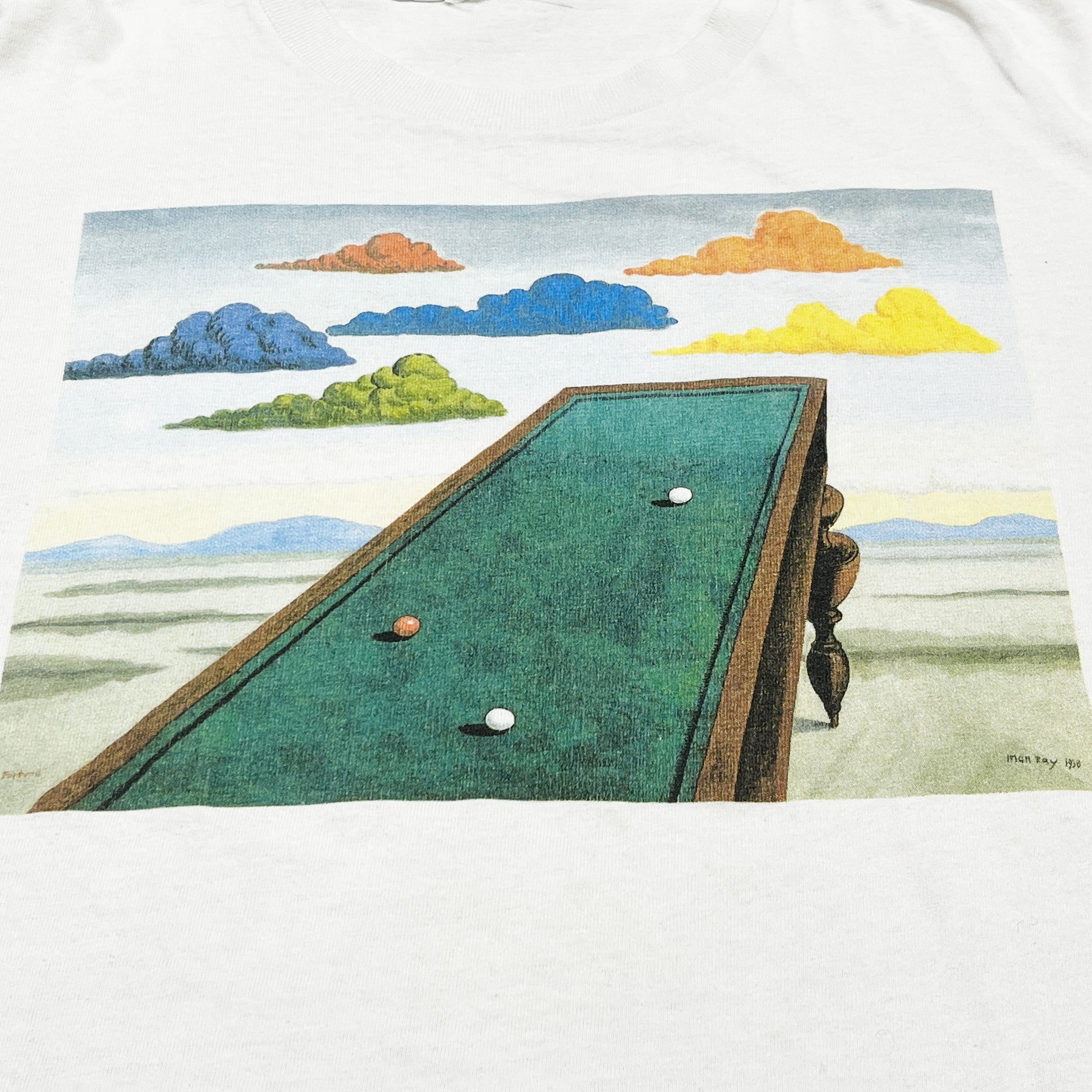 90s UnKnown Man Ray T "La Fortune" L レア ディテール 1 プリント拡大 縫い目