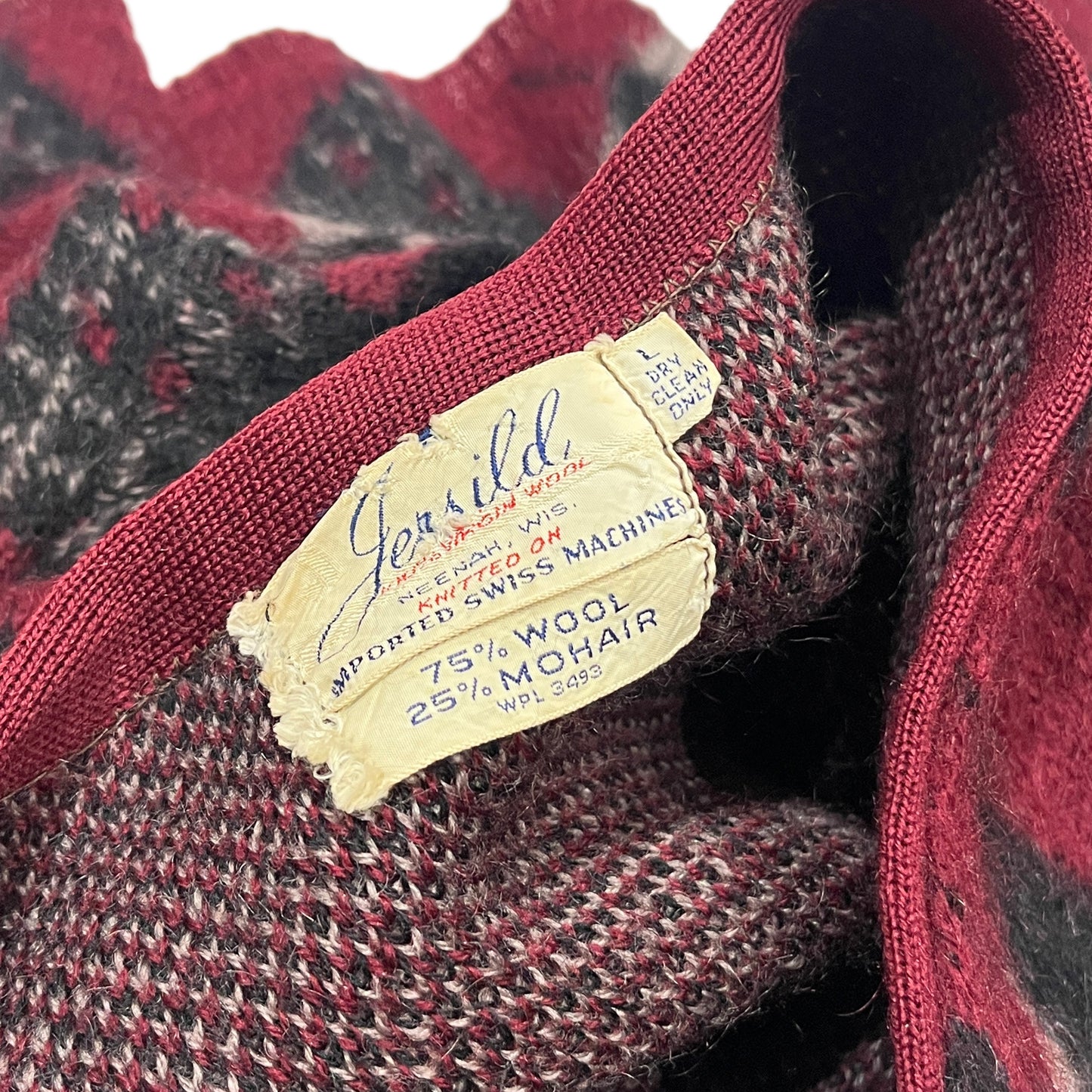 70's UnKnown Mohair Cardigan Argyle Size (L)