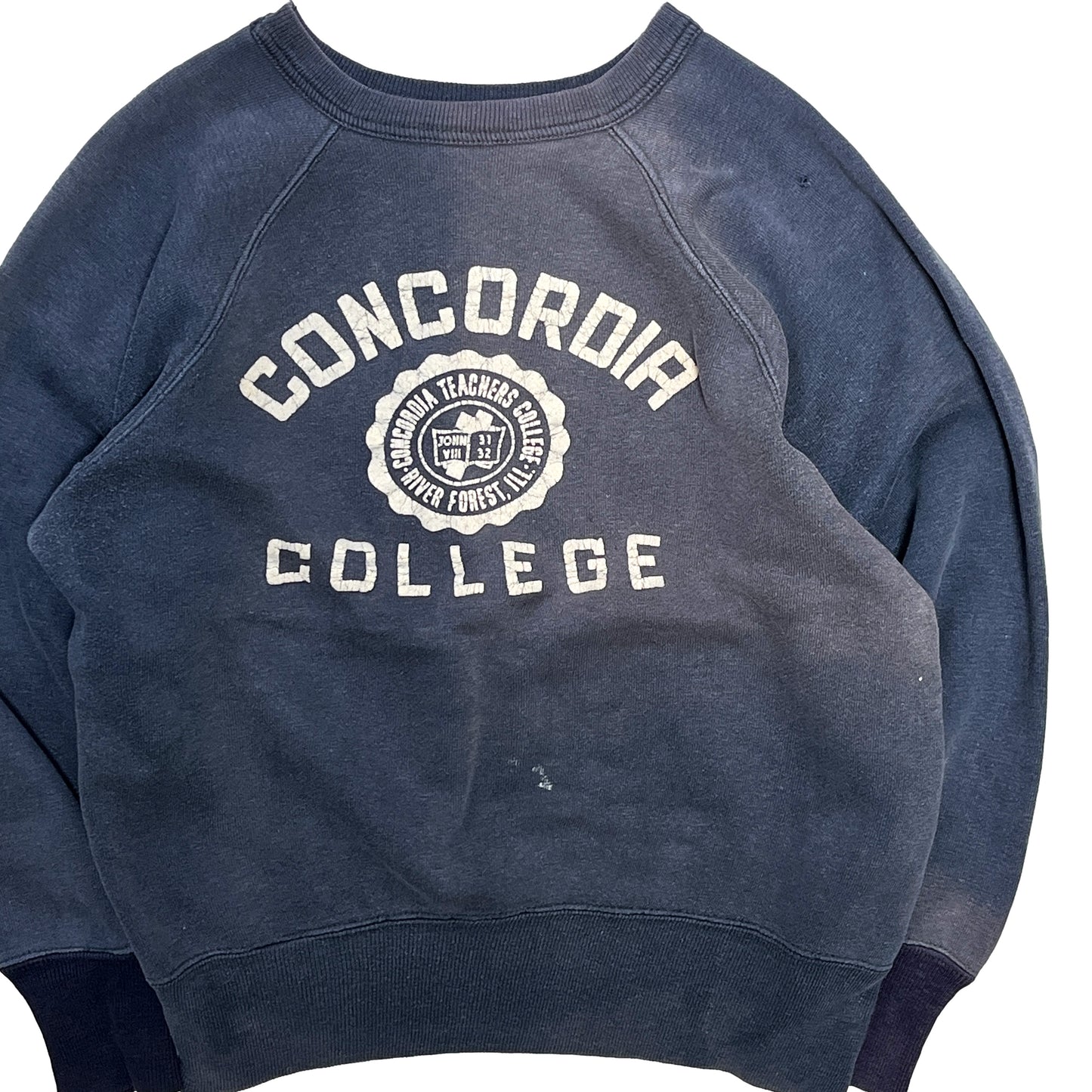 60's Unknown 2Tone Sweat "CONCORDIA COLLEGE" Flocky Print Size (ML)位