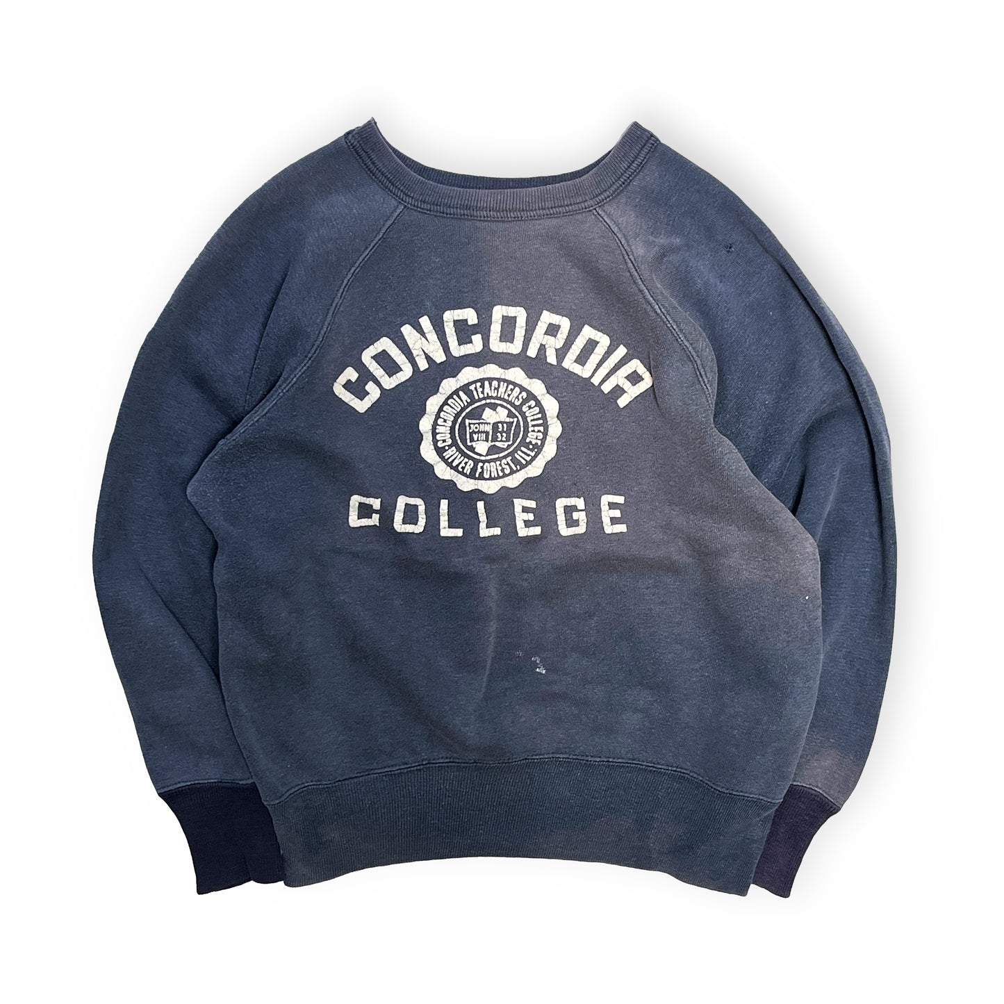 60's Unknown 2Tone Sweat "CONCORDIA COLLEGE" Flocky Print Size (ML)位