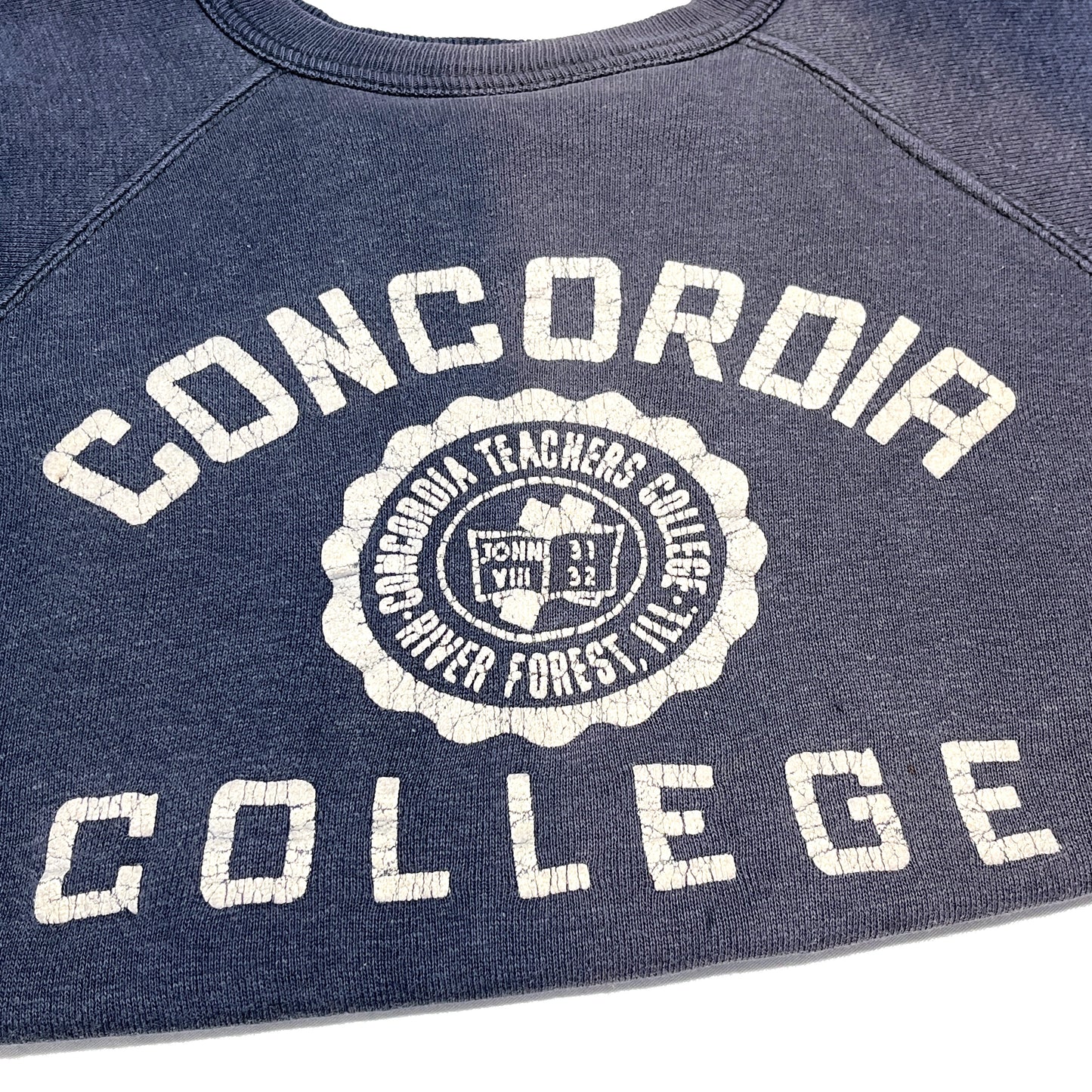 60's Unknown 2Tone Sweat "CONCORDIA COLLEGE" Flocky Print Size (ML)位