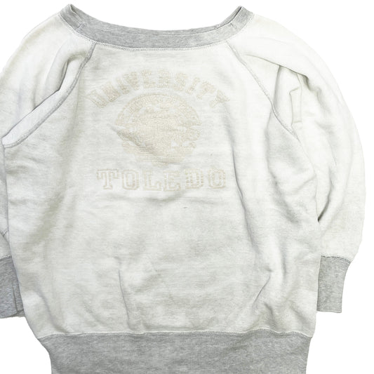 60's Unknown 2Tone Sweat "UNIVERSITY TOLEDO" Flocky Print Size (L)位