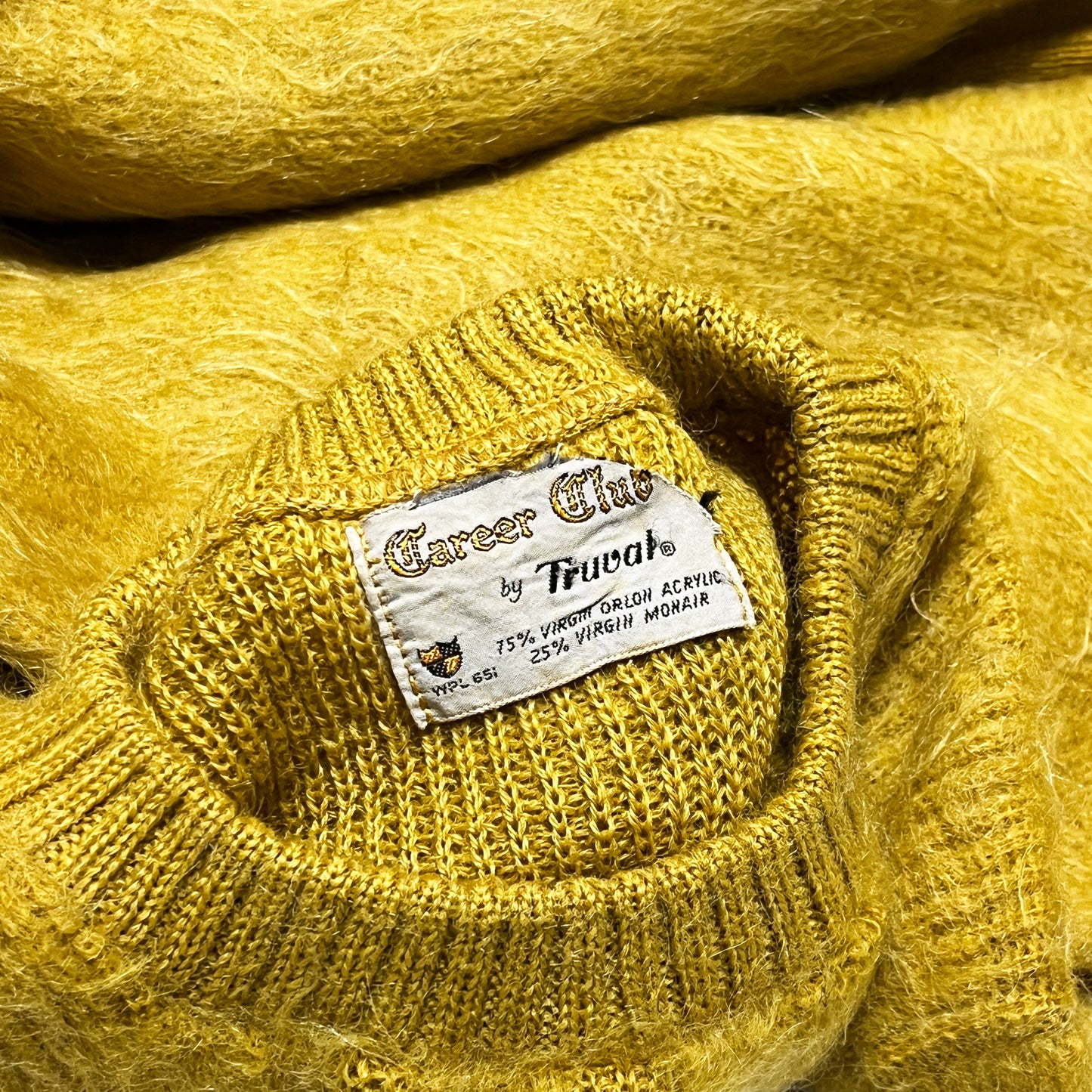 60's Truval Mohair Crew-Neck Sweater マスタード Size (L)位