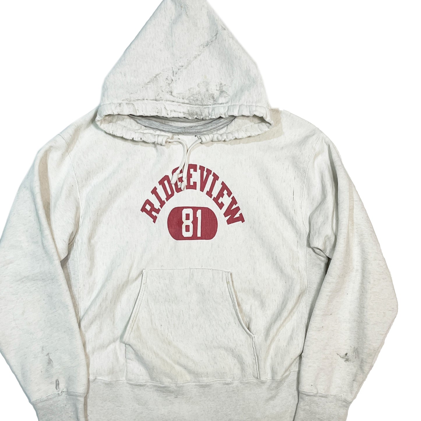 50's〜 Champion R/W After Hoodie 染み込みプリント "RIDGEVIEW 81" Size (L-XL位) スペシャル！