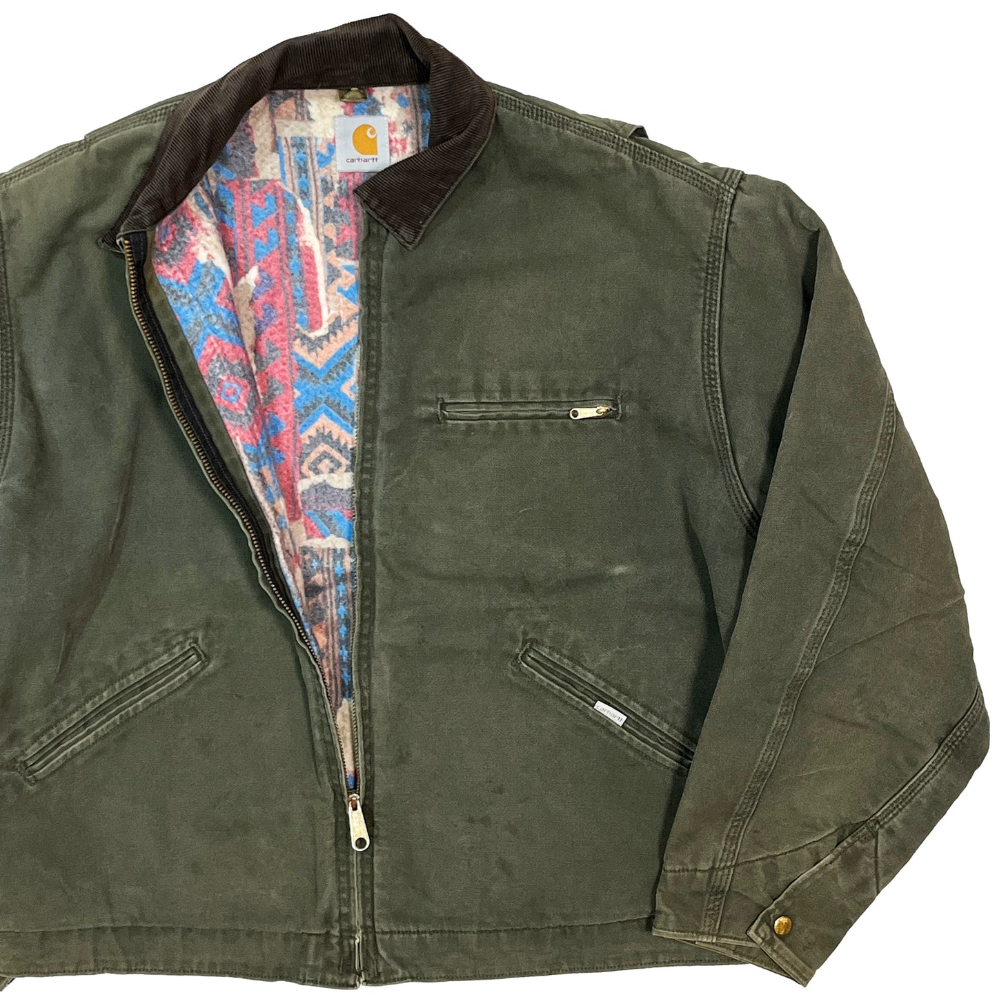 80's〜 Carhartt Detroit JKT モスグリーン Native Lining Size (L-XL)位 激レア！