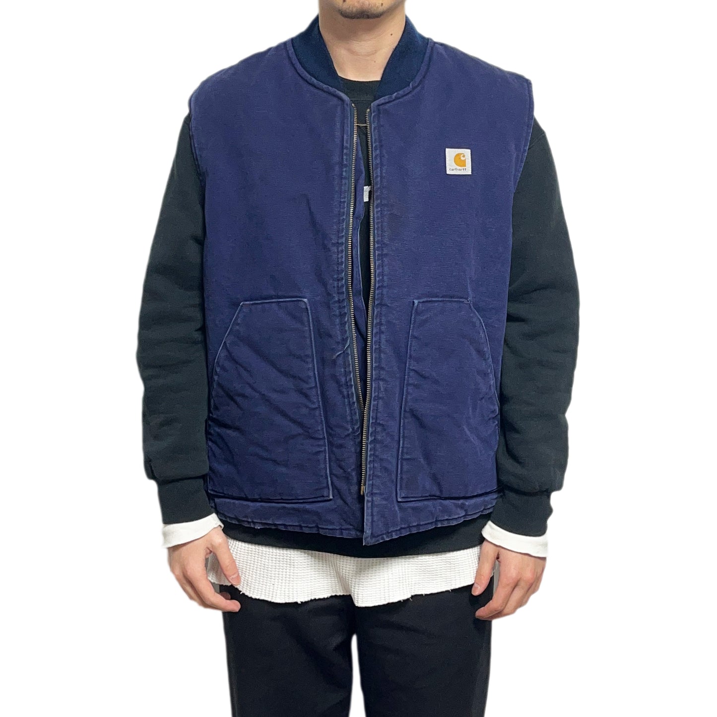 80's Carhartt Duck Vest 胸パッチ Navy Size (XXL)位