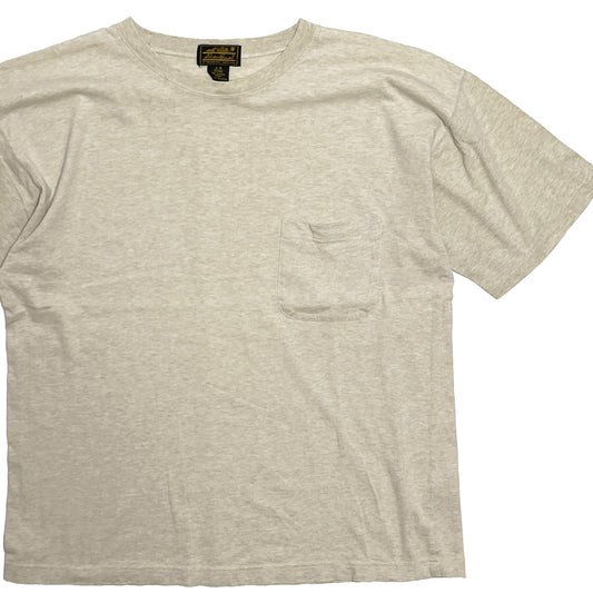 90s Eddie Bauer Pocket T L アメリカ製 平置き 1 白ベースのTシャツ 左胸ポケット ブランドタグ