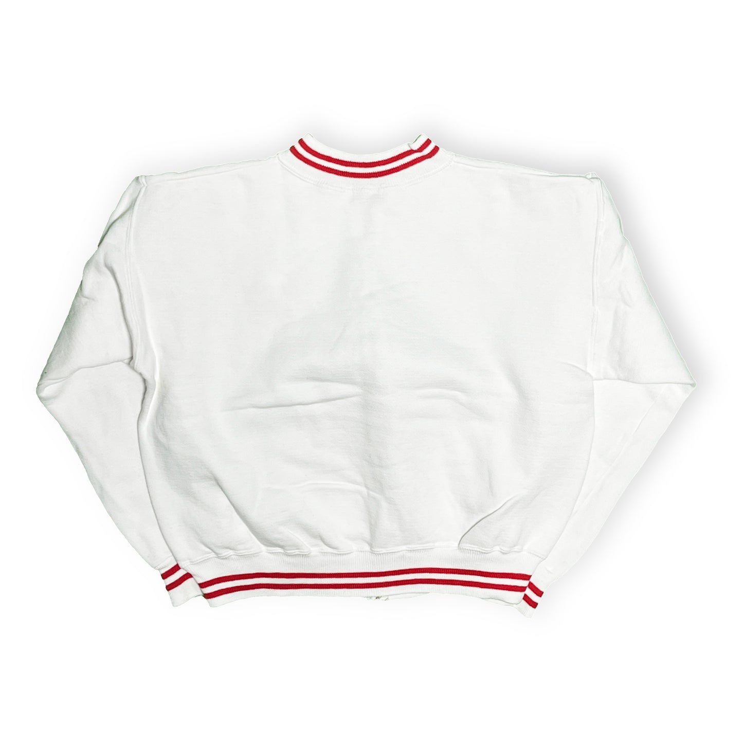 50s〜 Sportswear Zip Sweat "Indianhead" L 背面 3 白ベース 赤いストライプ インディアン頭冠プリント ウィスコ