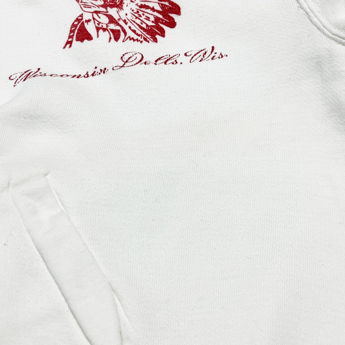 50s〜 Sportswear Zip Sweat "Indianhead" L ディテール 2 インディアン頭冠プリント ウィスコンシンデラズロゴ 素材感