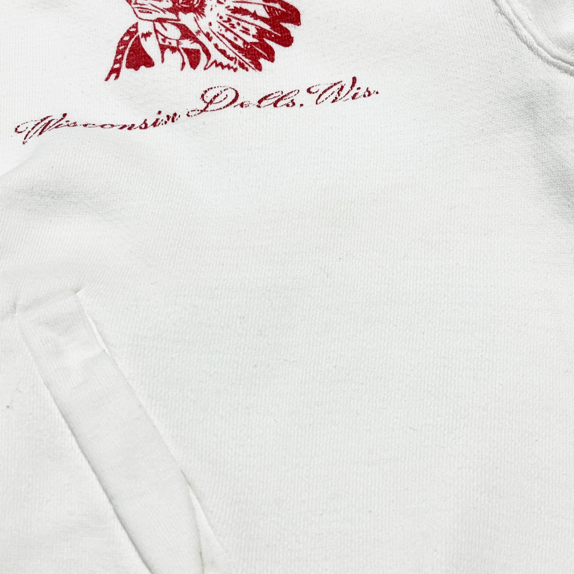 50s〜 Sportswear Zip Sweat "Indianhead" L ディテール 2 インディアン頭冠プリント ウィスコンシンデラズロゴ 素材感