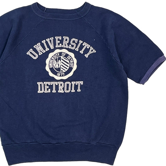 60's Hanes BREEZE SHIELD L/S Sweat "UNIVERSITY DETROIT" Flocky Print Size (XL)