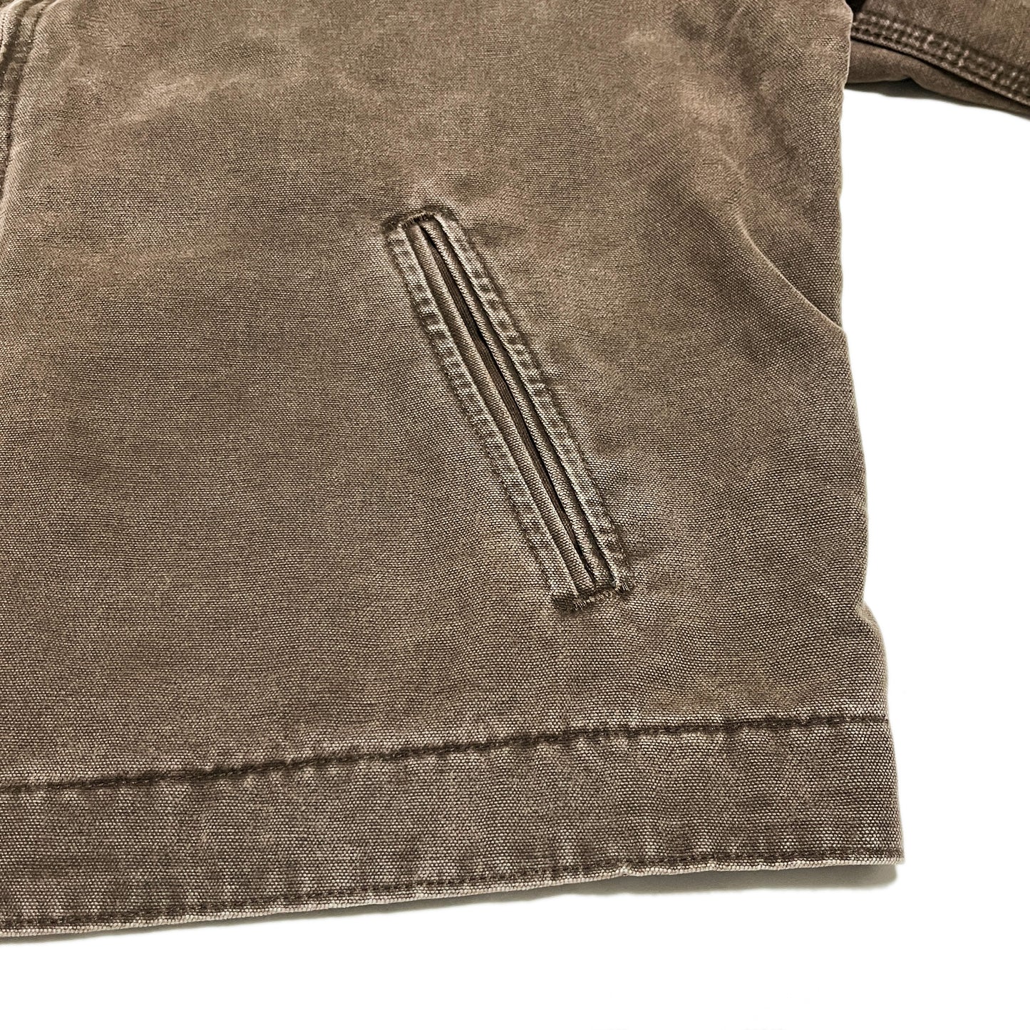 アメリカ製 Carhartt DETROIT JKT ブラウン XL-R レア ディテール ダークブラウンの素材 縫い目 ポケット
