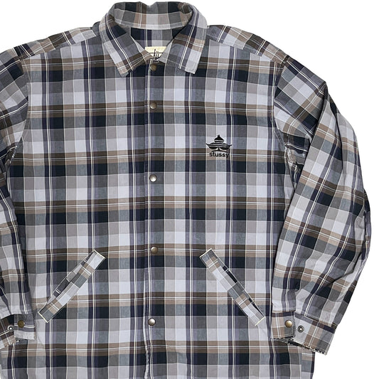 90's Old Stussy 白タグ Coach JKT  好配色チェックパターン Size (L)