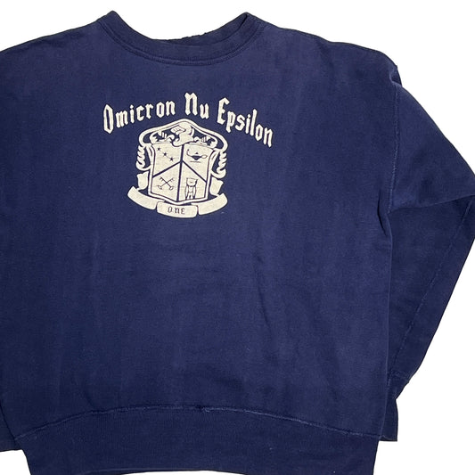 50's〜 UnKnown Vintage 前V Sweat "Flocky Back Print" Size (L)位