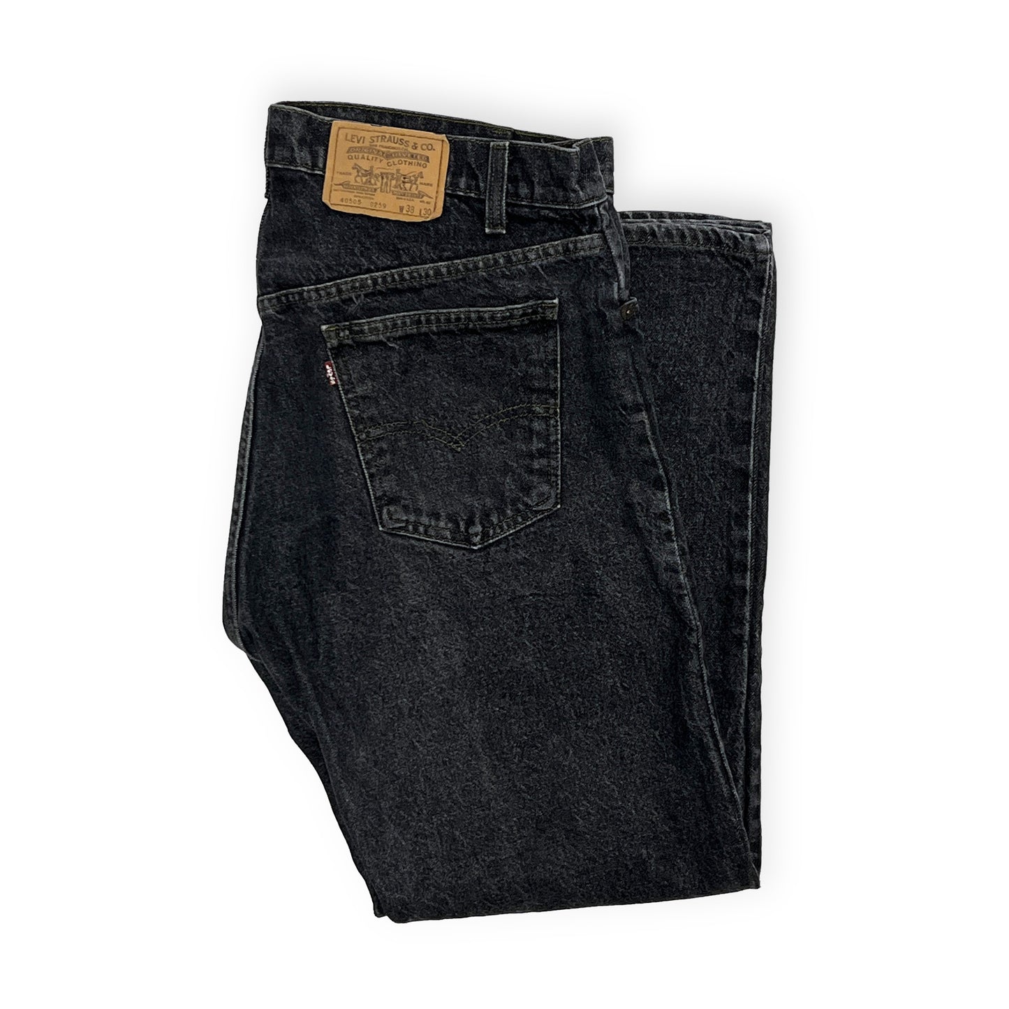 90s Levi's 505 Black Deinm PT W38 L30 平置き 黒いデニム 後部ポケット レヴィスタグ