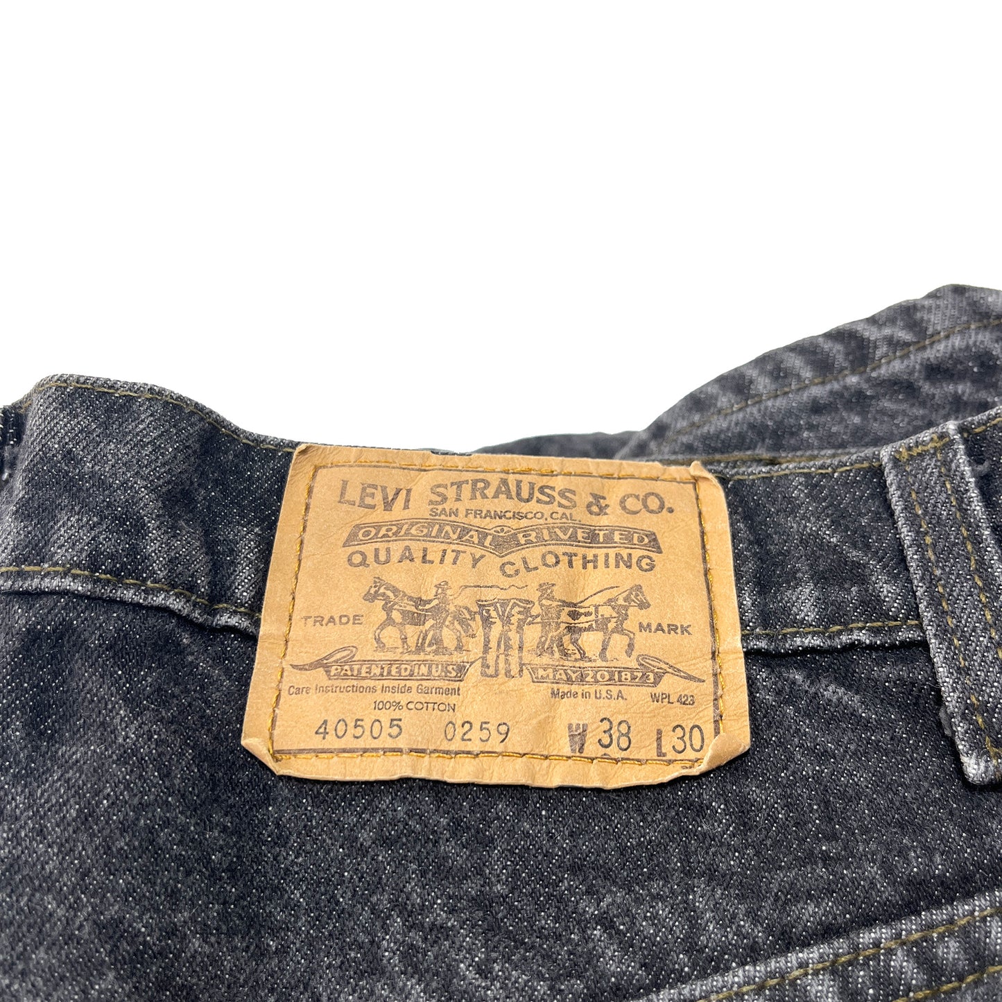 90s Levi's 505 Black Deinm PT W38 L30 ディテール レヴィスタグ サイズ数値