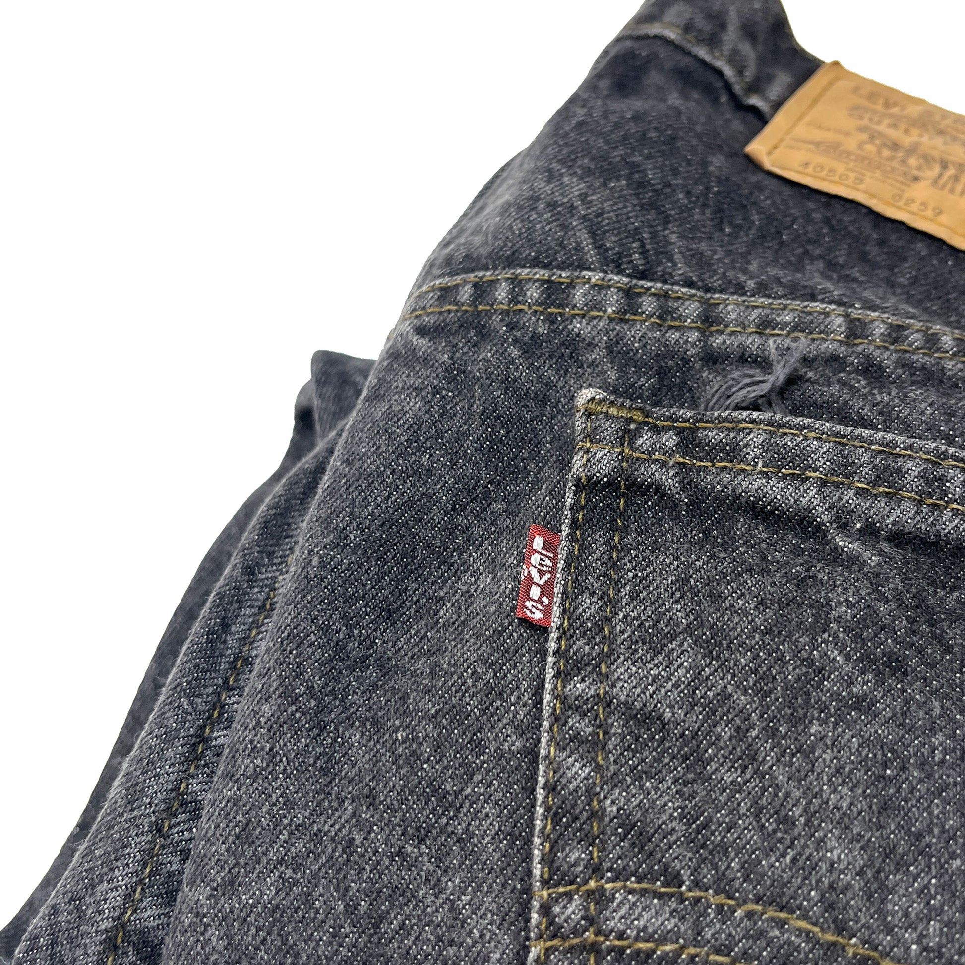 90s Levi's 505 Black Deinm PT W38 L30 ディテール 後部ポケット レヴィスタグ