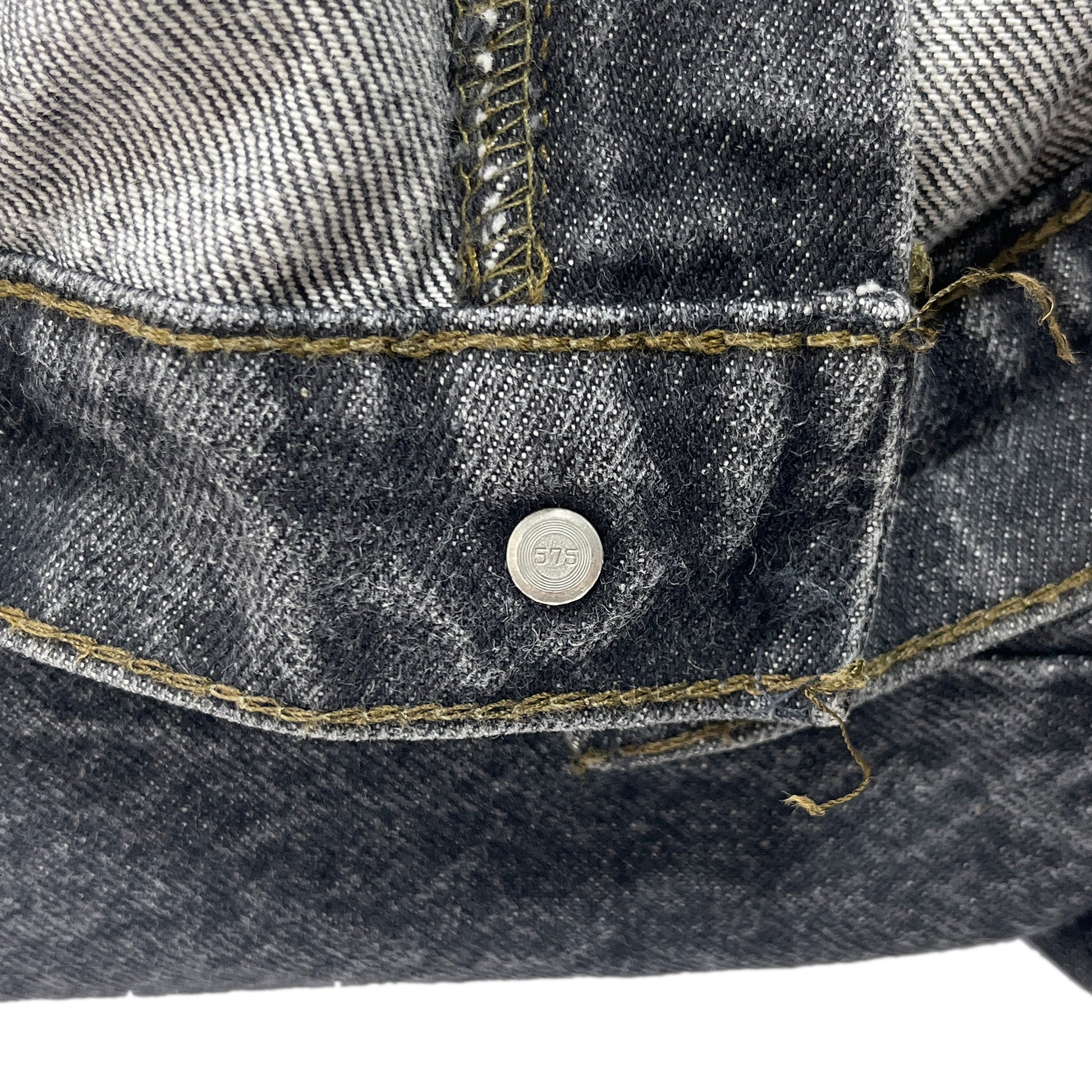 90s Levi's 505 Black Deinm PT W38 L30 ディテール 金メッキのジッパー ボタン