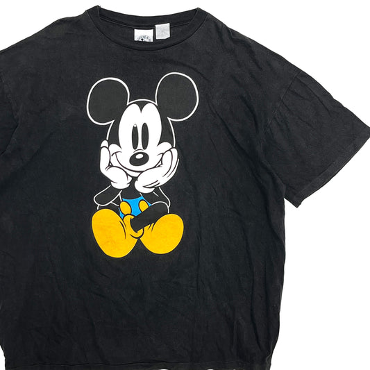 90's Disney Mickey T 青パン 両面プリント Size (2XL)位