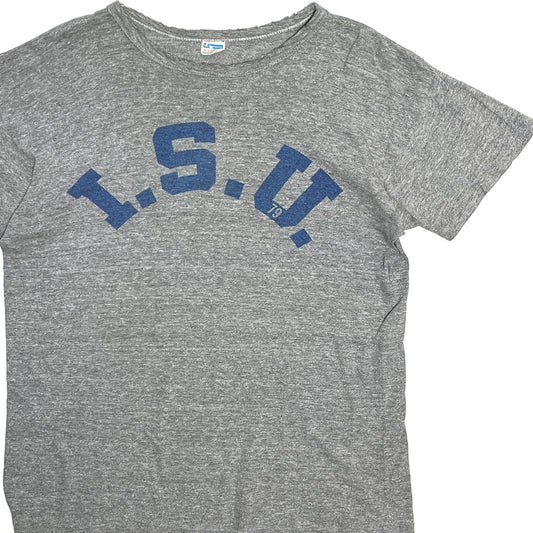 70's Champion バータグ T "I.S.U. 79" 染み込みプリント Size (XL)