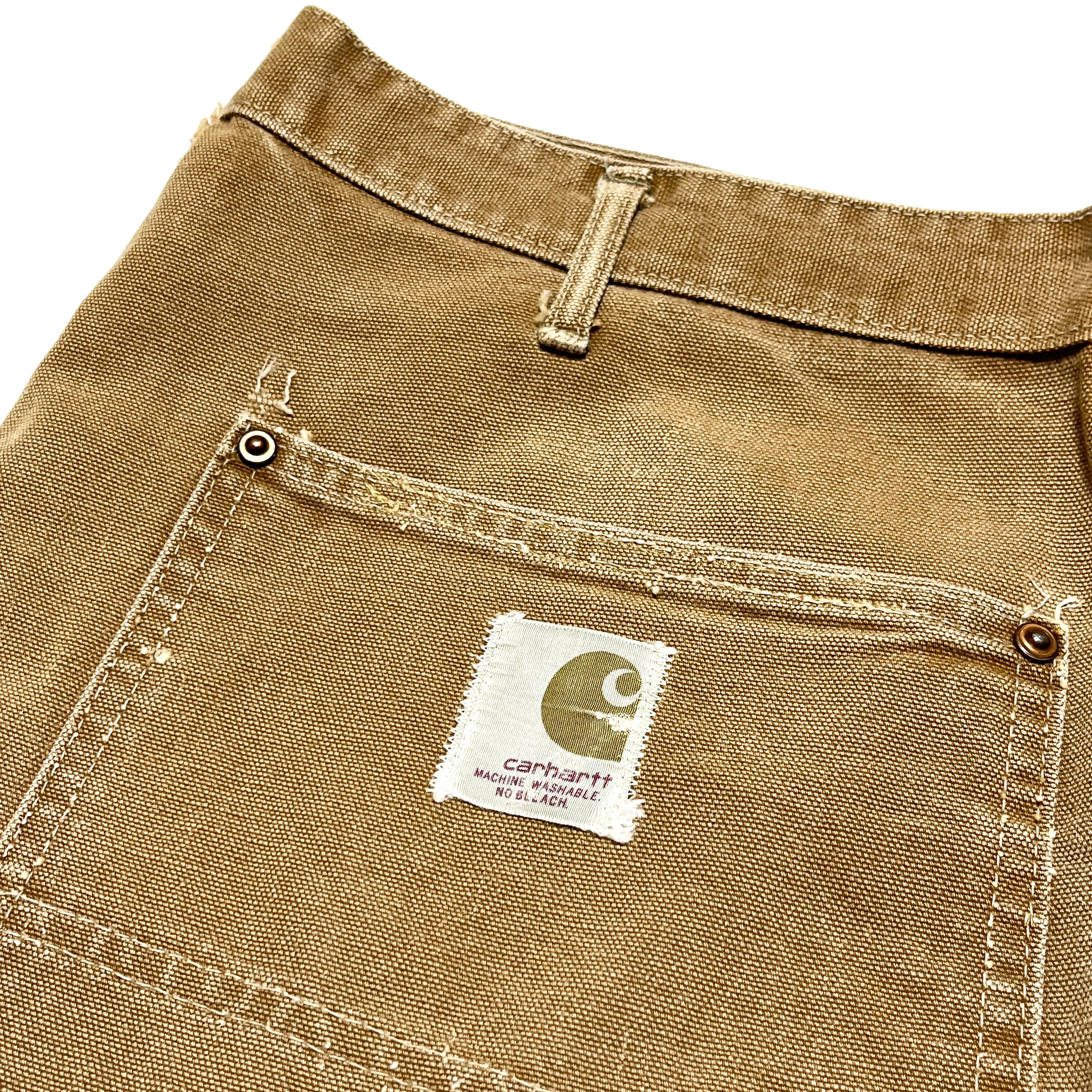 60s Carhartt デカCロゴ ダブルニー ブラウンダック 34インチ 60's〜 Carhartt ダブルニー ダックペインター PT デカCボタン Size