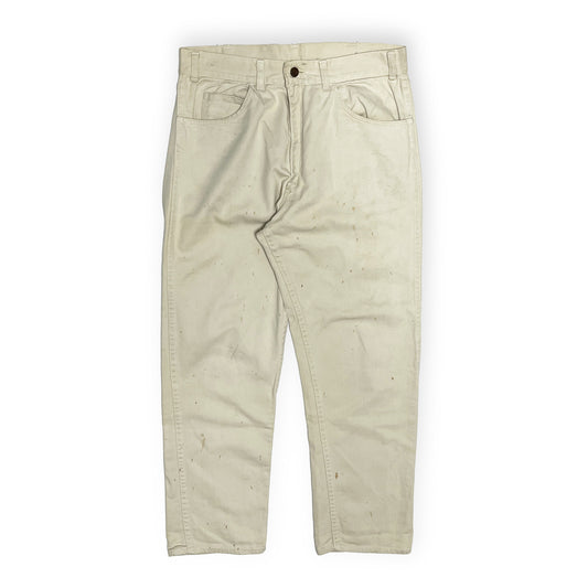 60s〜 Levi's 白タブ Big-E カツラギ PT W31.5 L28 平置き 白ベースのパンツ 前面 ボタン ポケット