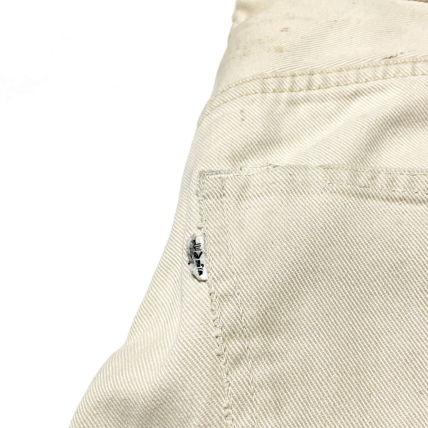 60s〜 Levi's 白タブ Big-E カツラギ PT W31.5 L28 ディテール タグ 縫い目 素材の質感