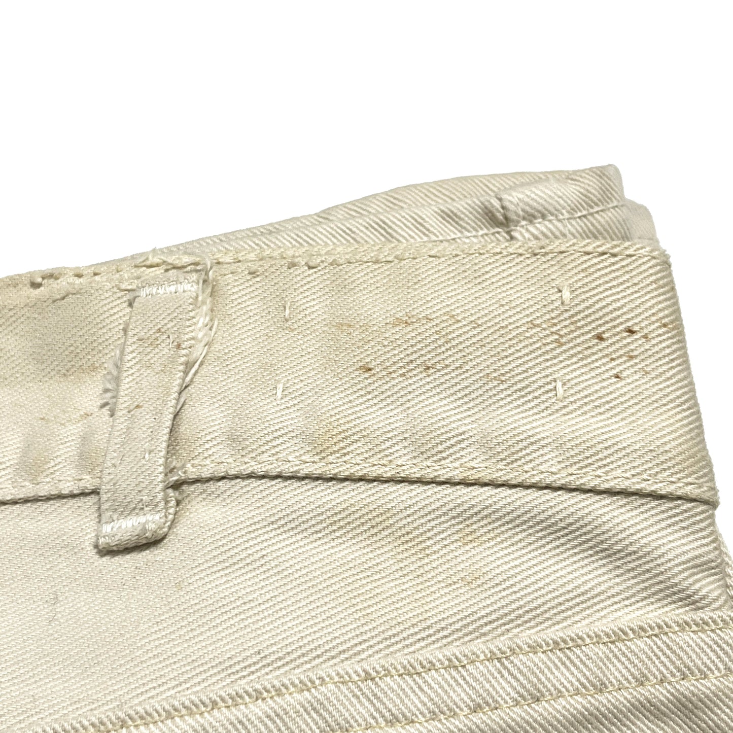 60s〜 Levi's 白タブ Big-E カツラギ PT W31.5 L28 ディテール 腰の裏 ボタン 縫い目