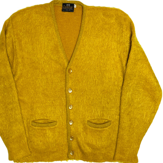 60s CAMPUS Mohair Cardigan マスタード L 平置き 1 マスタード色 Vネック ボタン 2ポケット