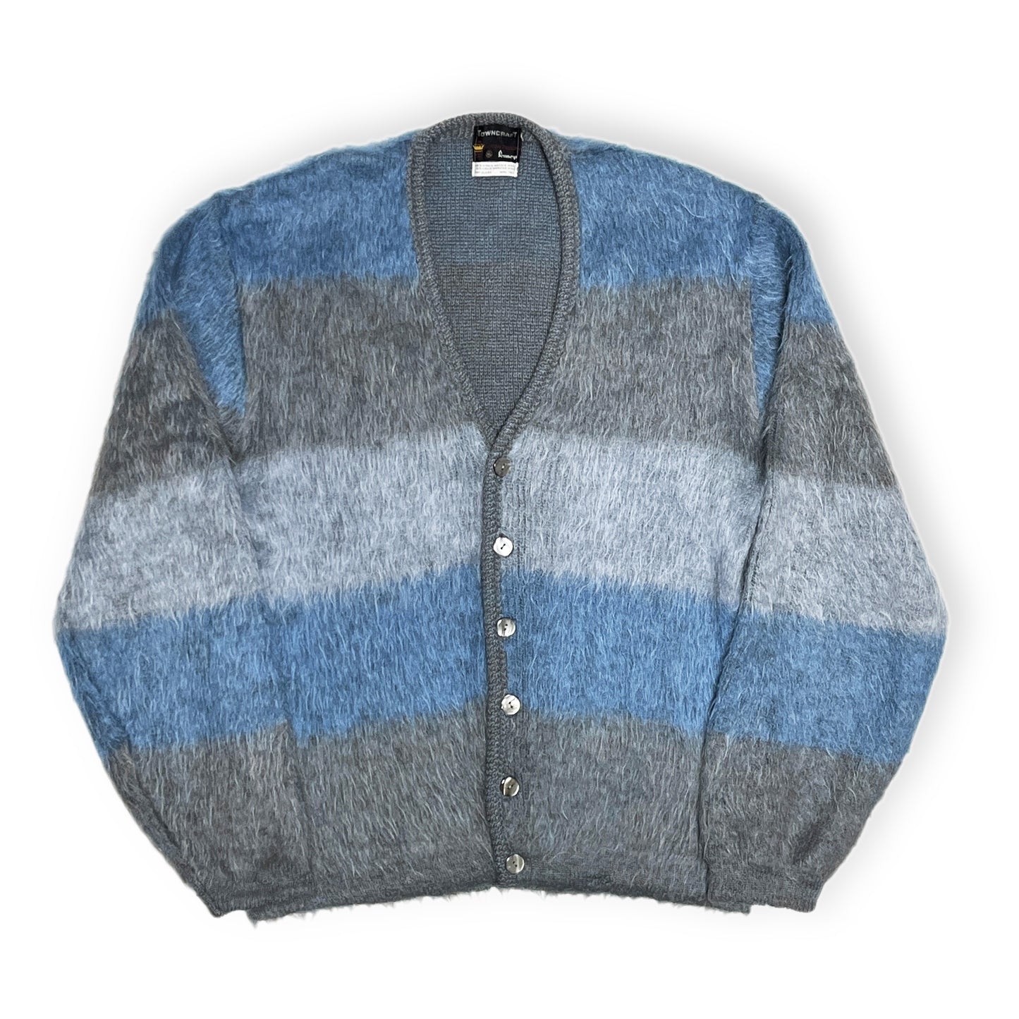 70's TOWNCRAFT Border Mohair Cardigan Size (XL) ビッグサイズ！