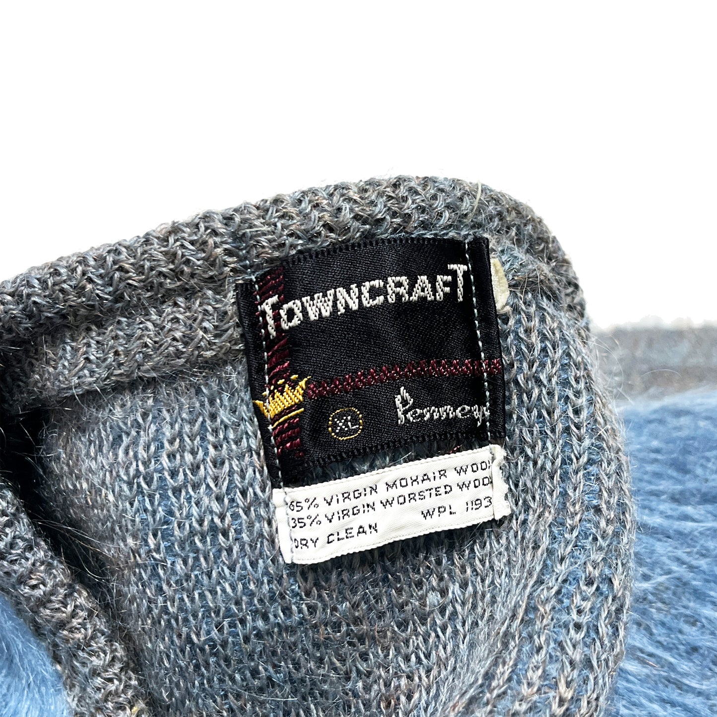 70's TOWNCRAFT Border Mohair Cardigan Size (XL) ビッグサイズ！