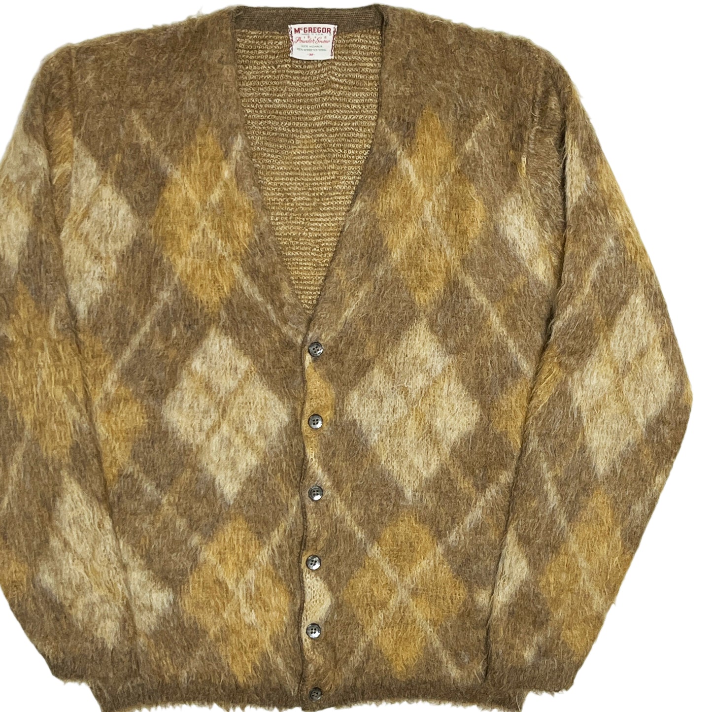 60's McGregor Argyle Mohair Cardigan "Powder Snow" Size (M)