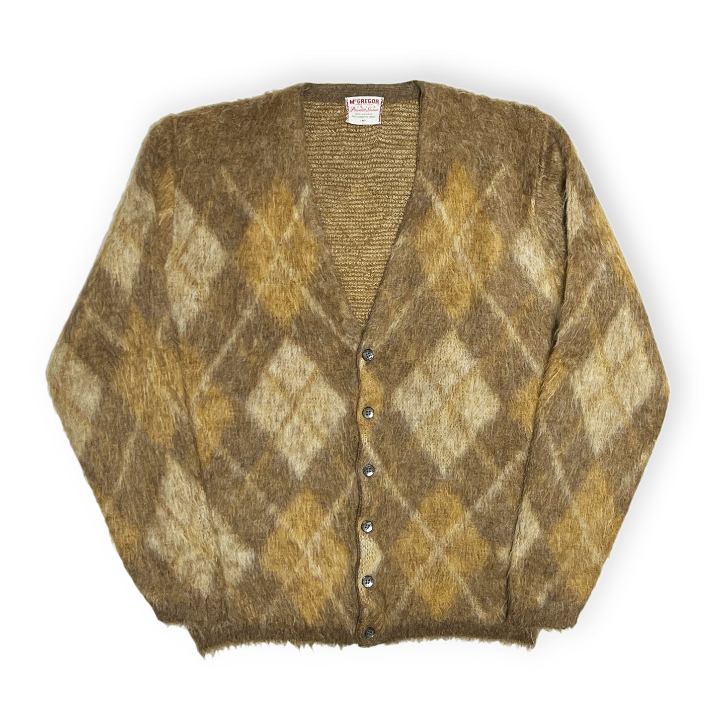 60's McGregor Argyle Mohair Cardigan "Powder Snow" Size (M)