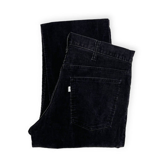 80s Levi's 519 Black Cords PT W34 L31 平置き 黒いカーディガン 後部ポケット タグ