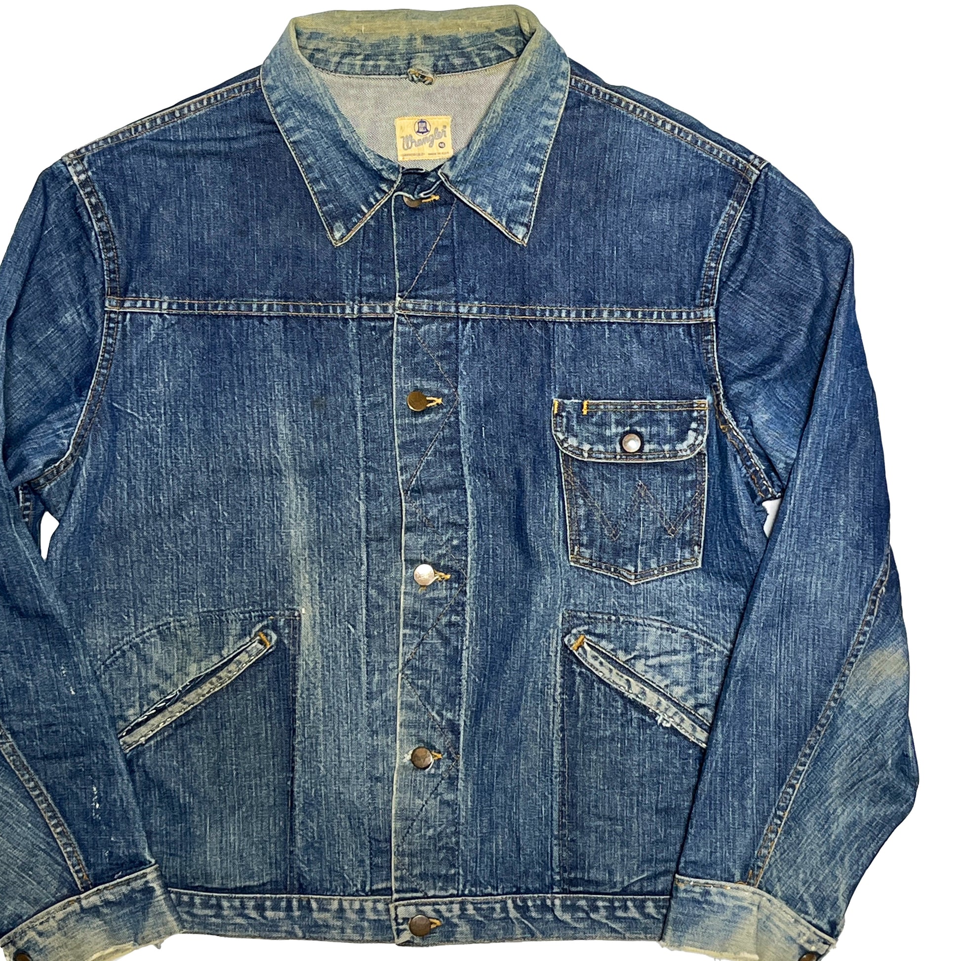 60s Wrangler 111MJ Denim JKT 46 超ビッグサイズ 平置き 超ビッグサイズ 46号 ボタン 胸ポケット 裾 袖口