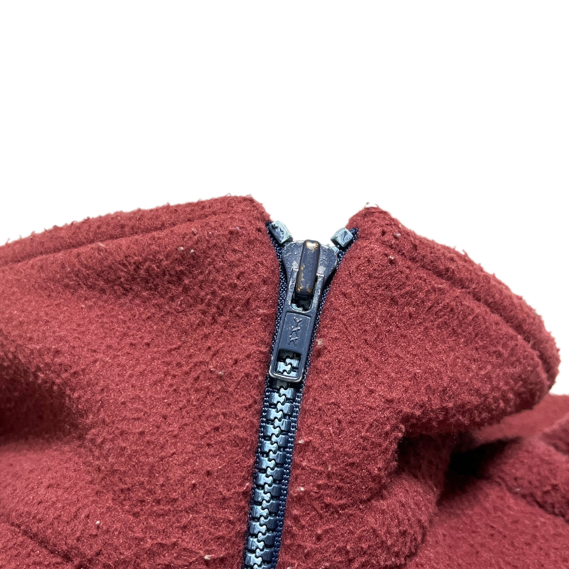 80s Patagonia Fleece JKT L ディテール 赤色フリースの素材質感 タグのディテール