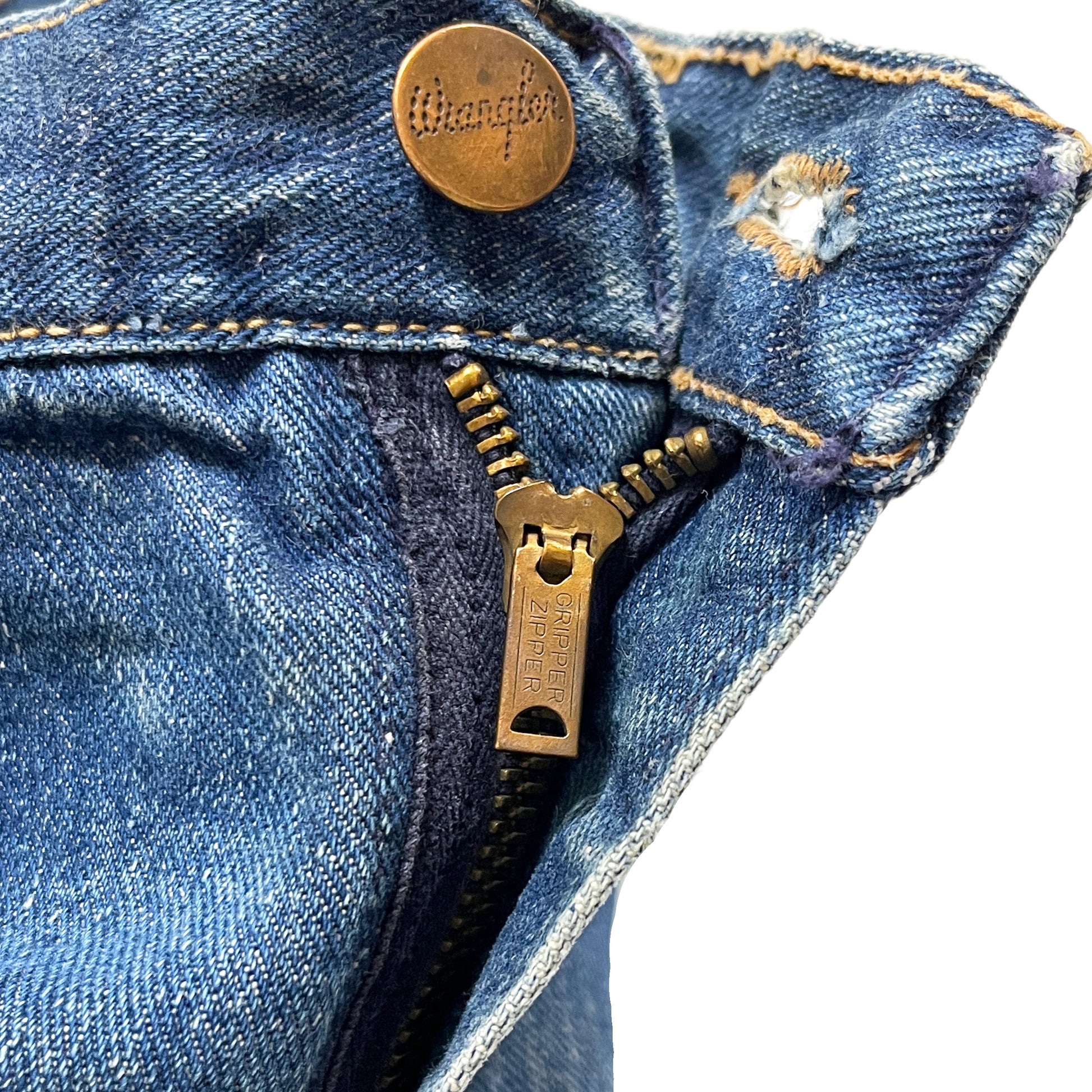 70s Wrangler 11MWZ Denim PT 良雰囲気 W31 L26 ブランドタグ ボタン 金メッキ