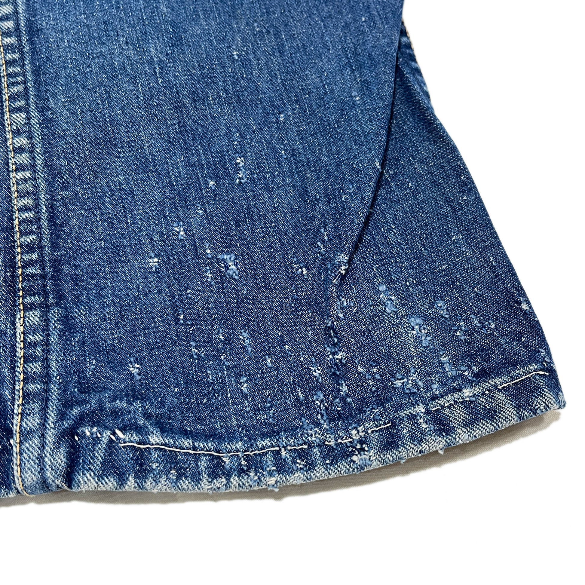 70s Wrangler 11MWZ Denim PT 良雰囲気 W31 L26 ディテール 金メッキのジッパー 破れ