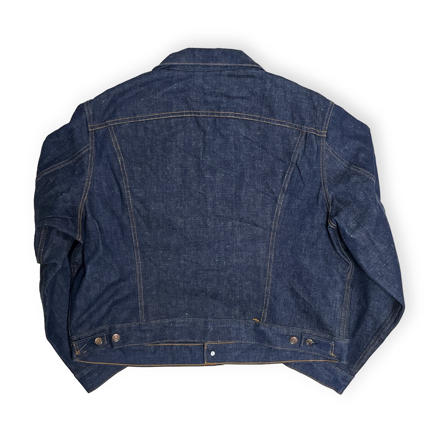 70s Levi's 70505 Small e ブランケット付き 50 Deadstock 背面 ダークネイビー ボタン 背面の縫い