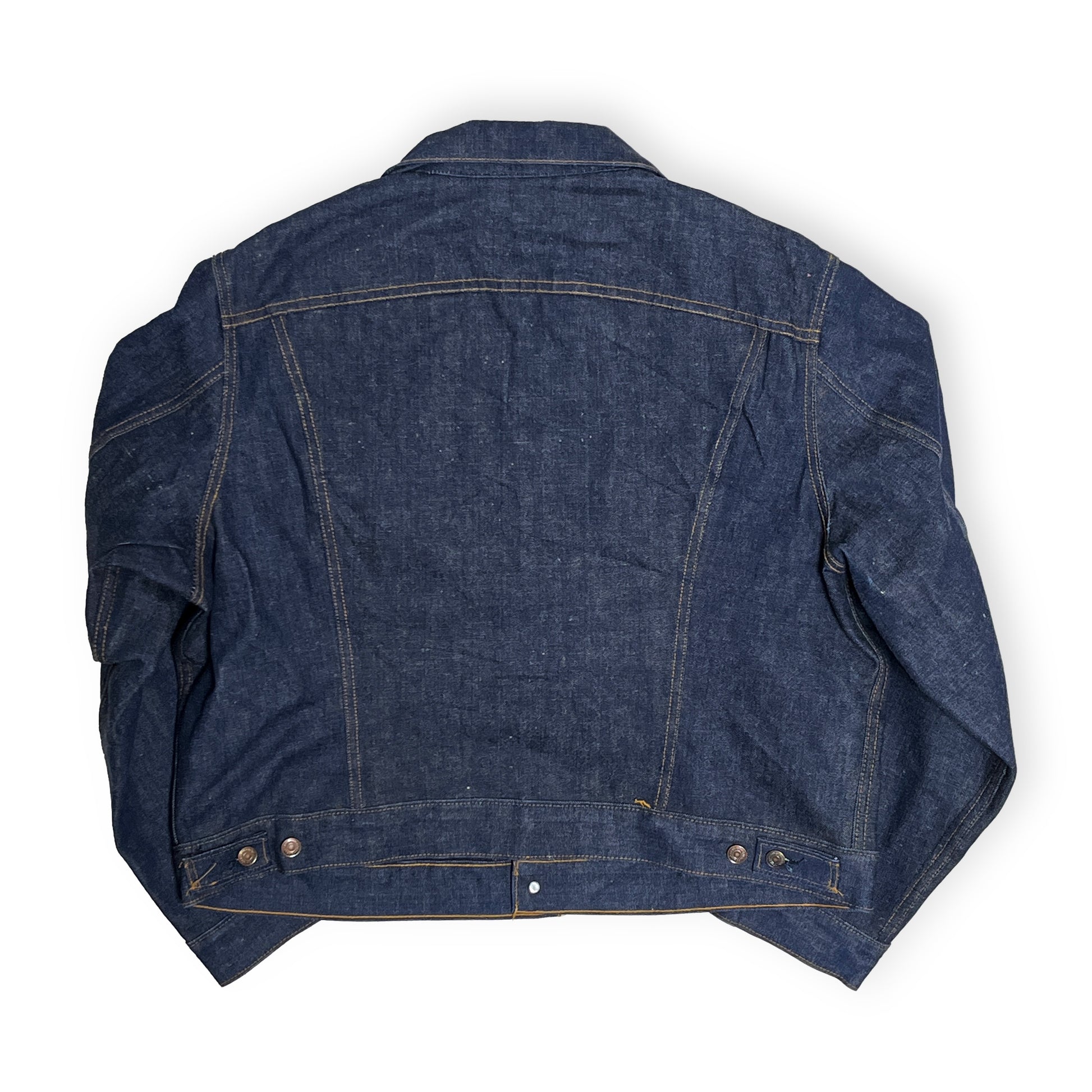 70s Levi's 70505 Small e ブランケット付き 50 Deadstock 背面 ダークネイビー ボタン 背面の縫い