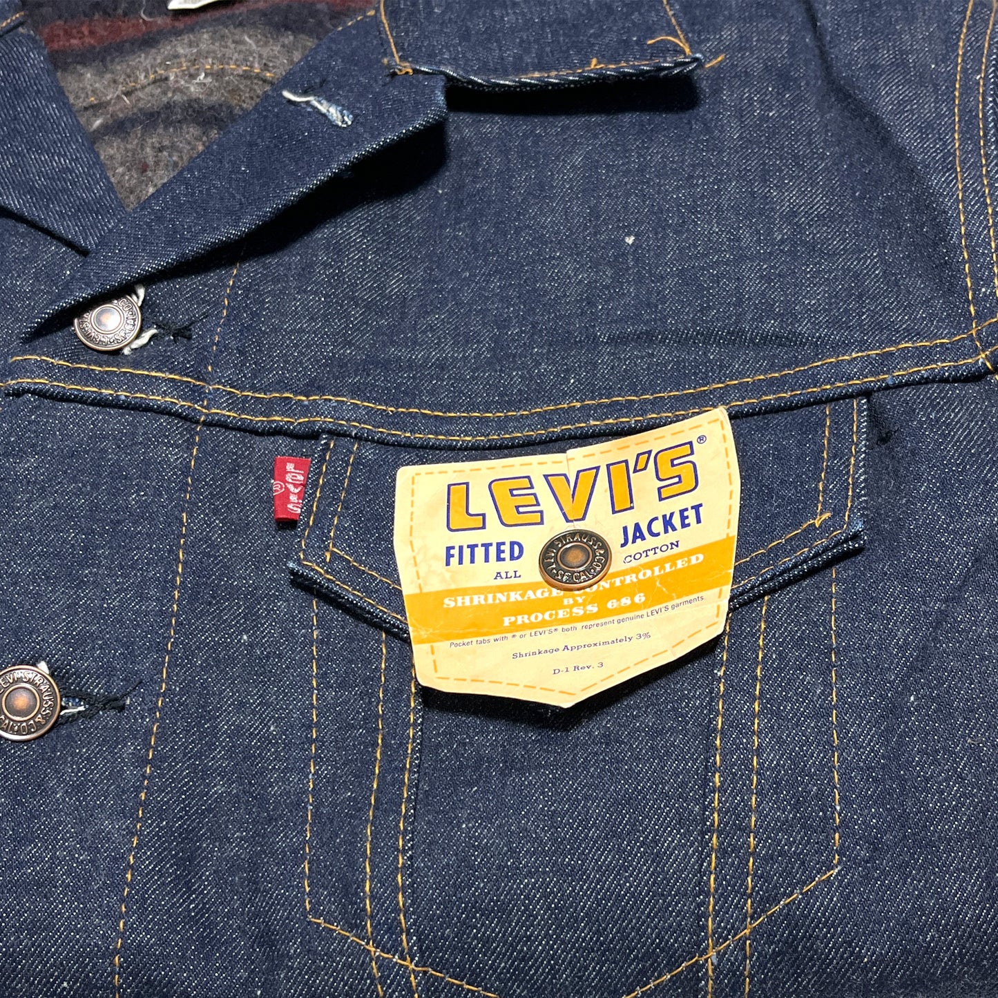 70s Levi's 70505 Small e ブランケット付き 50 Deadstock ブランドタグ 1 タグ タグ