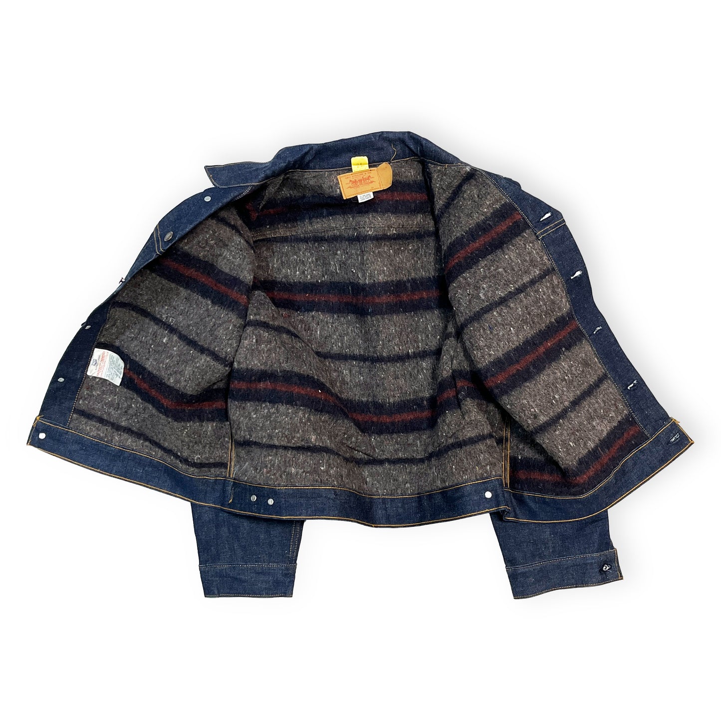 70s Levi's 70505 Small e ブランケット付き 50 Deadstock ディテール 1 ダークネイビー ボタン 縫い