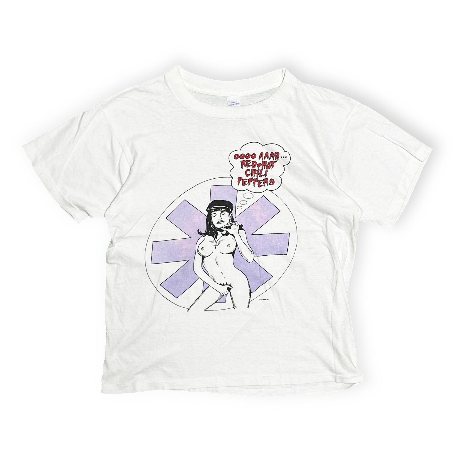 80s フランス製 Red Hot Chili Peppers T マドンナ L ディテール マドンナの顔と首のプリント拡大