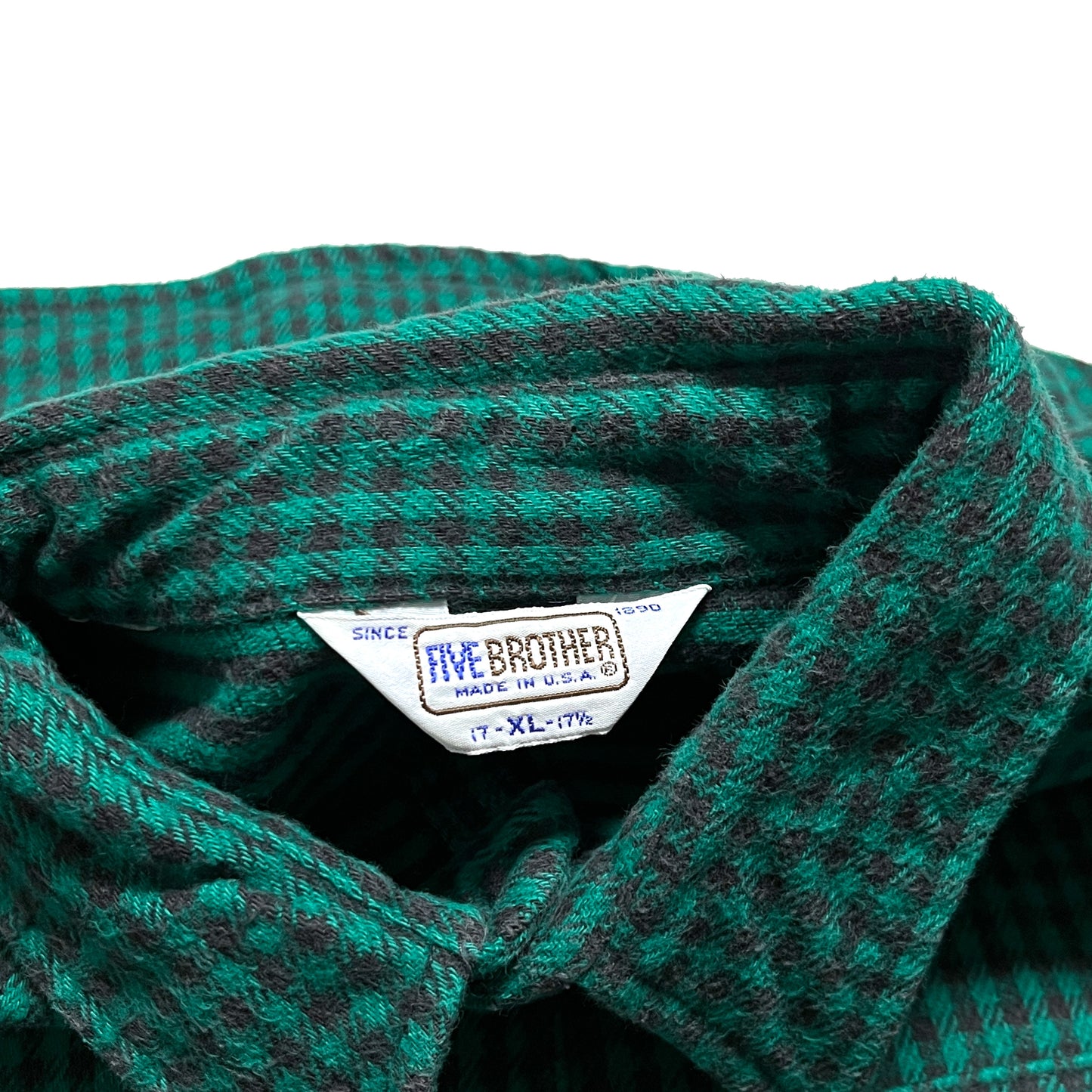 70s FIVEBROTHER Nel SH 千鳥格子 好配色チェック XL モデル着用 黒Tシャツ ネックレス