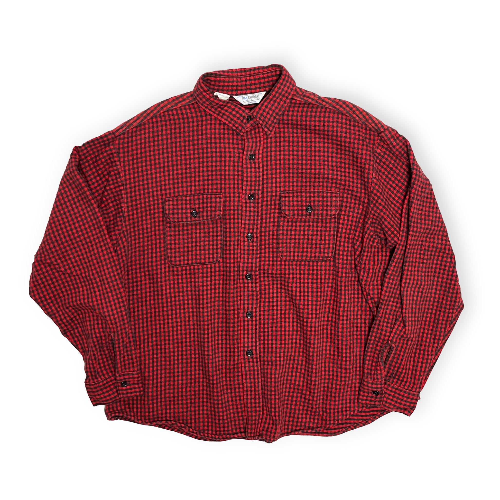 70s FIVEBROTHER Nel SH 千鳥格子 好配色チェック 2XL ブランドタグ 1 FIVEBROTHER 2XL-18 サイズタグ