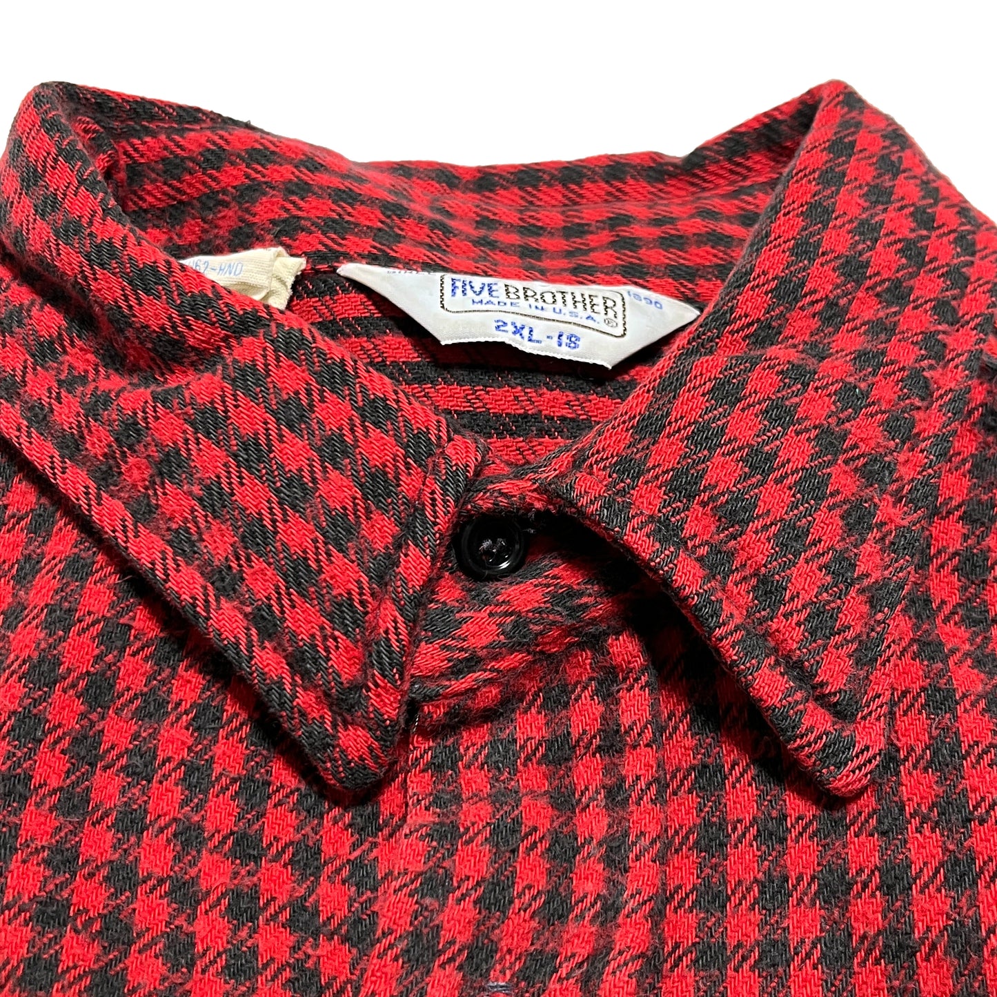70s FIVEBROTHER Nel SH 千鳥格子 好配色チェック 2XL ディテール 2 袖口ボタン 袖口部分