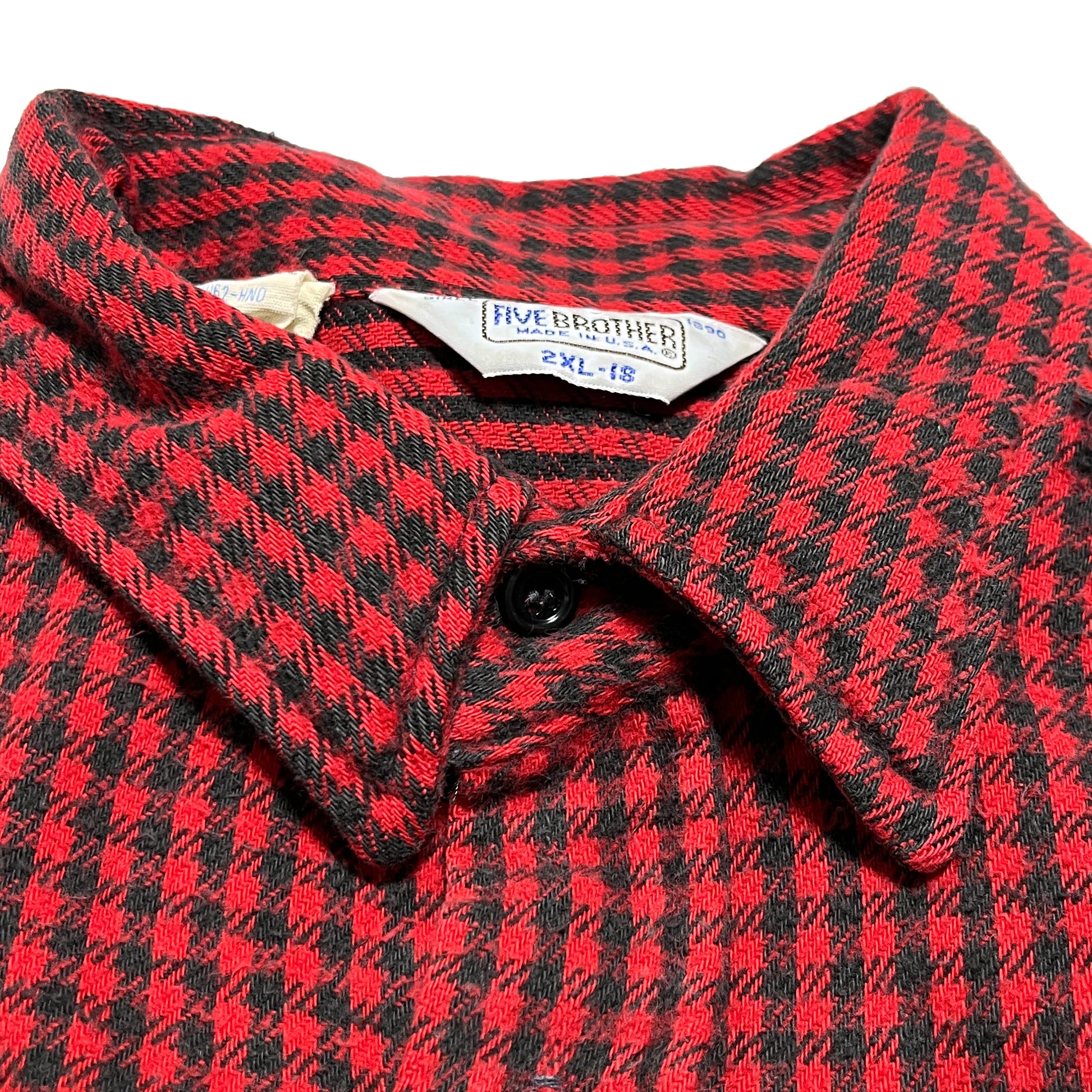 70s FIVEBROTHER Nel SH 千鳥格子 好配色チェック 2XL ディテール 2 袖口ボタン 袖口部分