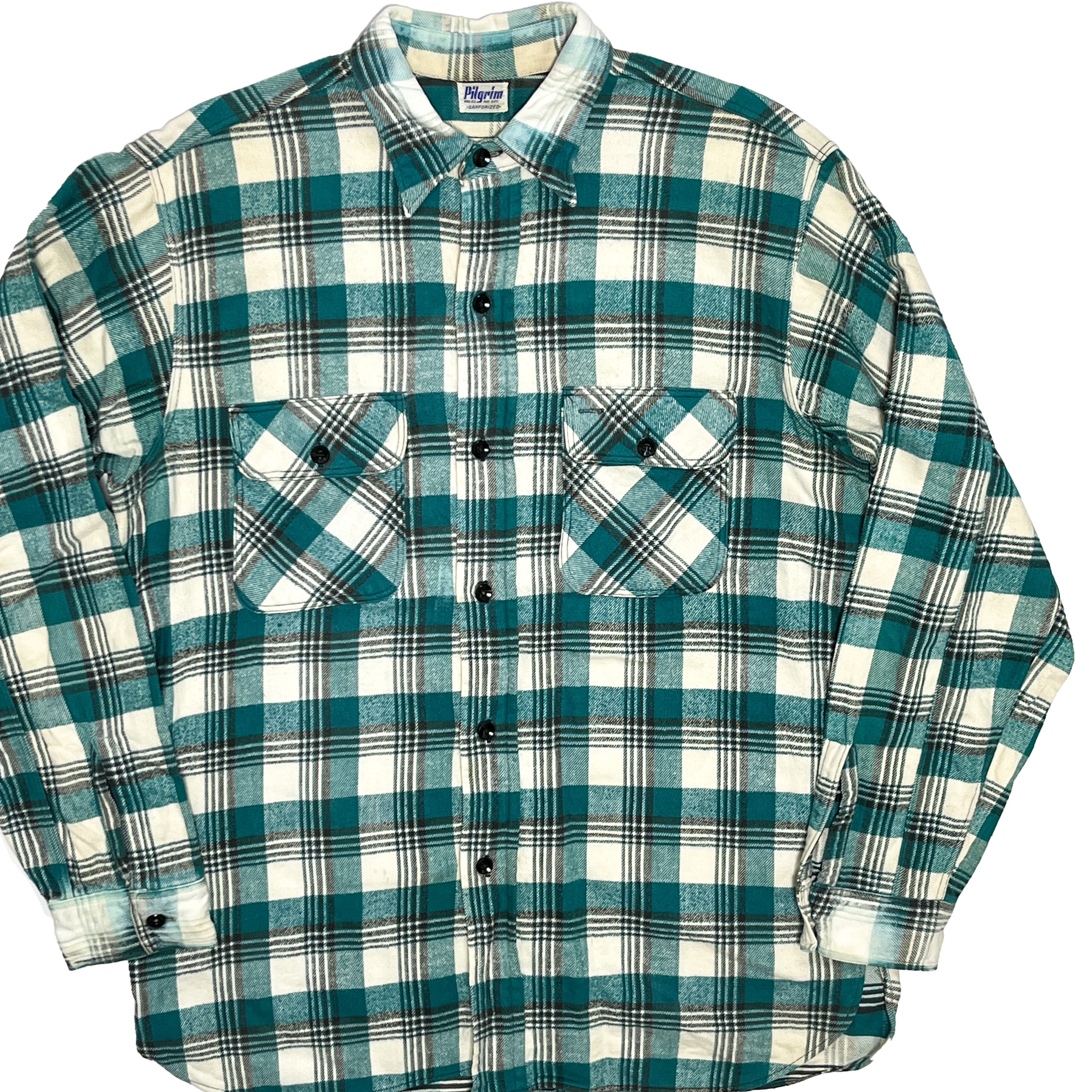 50s Pilgrim Nel マチ付き 配色パターン シャツ XL ヴィンテージ古着