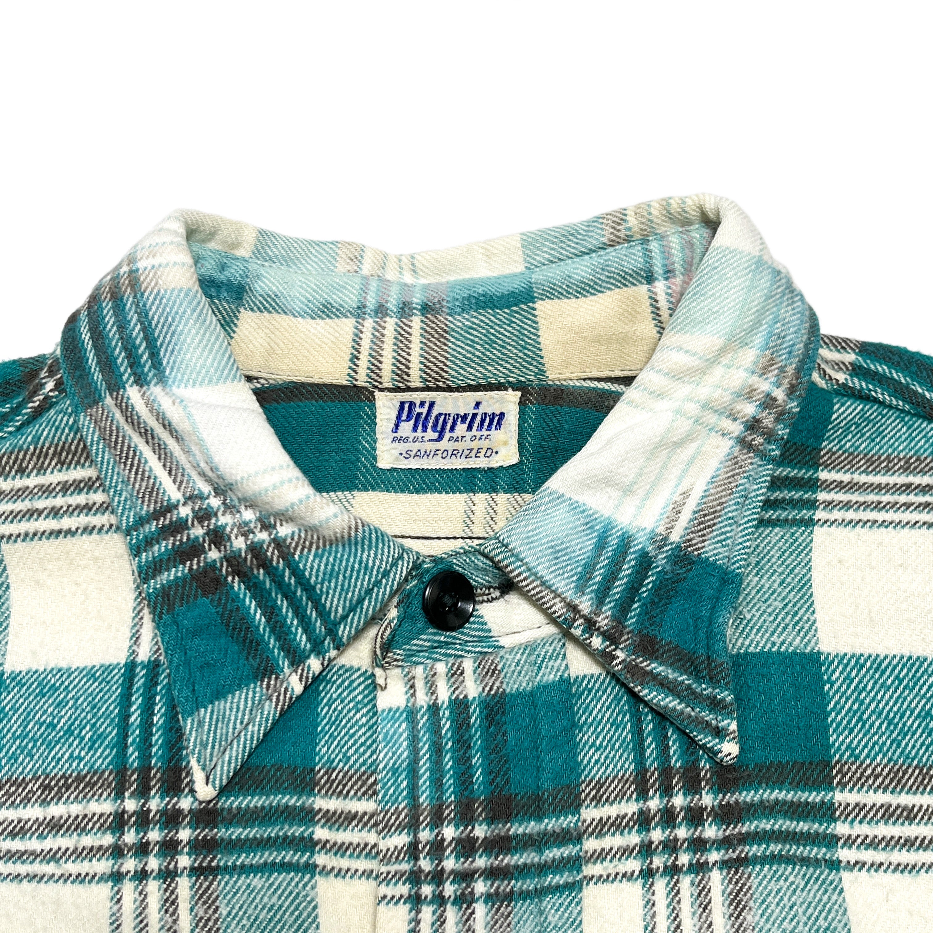 50s Pilgrim Nel マチ付き 配色パターン シャツ XL ヴィンテージ古着