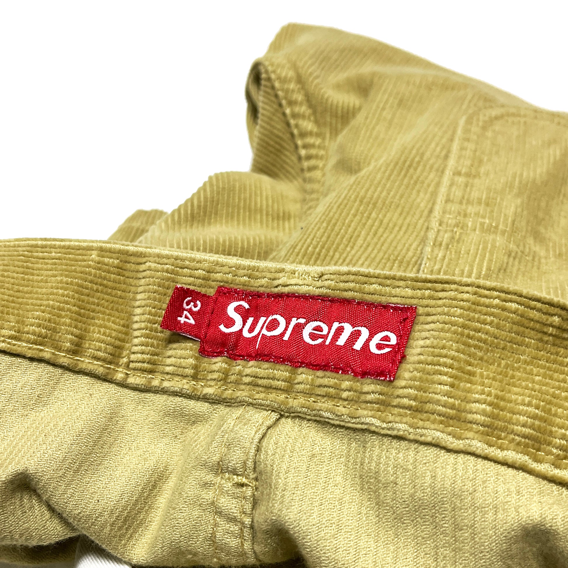00s Old Supreme W-Knee Cords PT Carhartt サンプリング W34 L30 ブランドタグ Supreme ロゴタグ